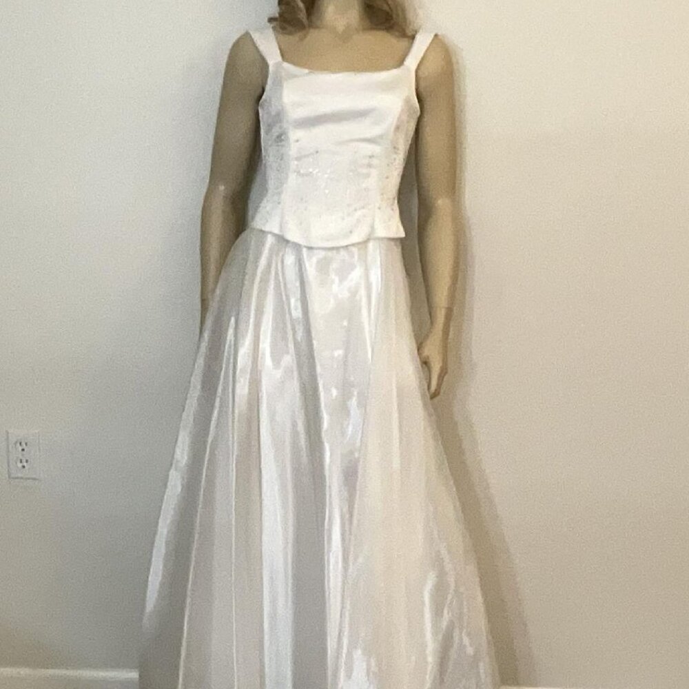 Aspeed white wedding gown corset rhinestone top 3-layer chiffon skirt EUC Size 4 - Picture 11 of 11